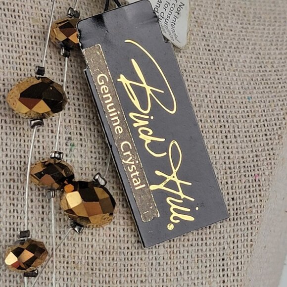 Birch Hill Genuine Crystal Station Necklace 19.5 Inch Gold & Silver Tone New - Picture 2 of 6